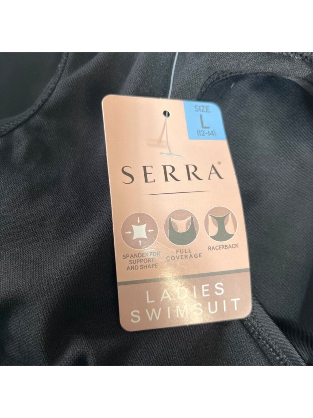 Serra One Piece Swimsuit Womens Large Black New Racerback - Picture 9 of 9